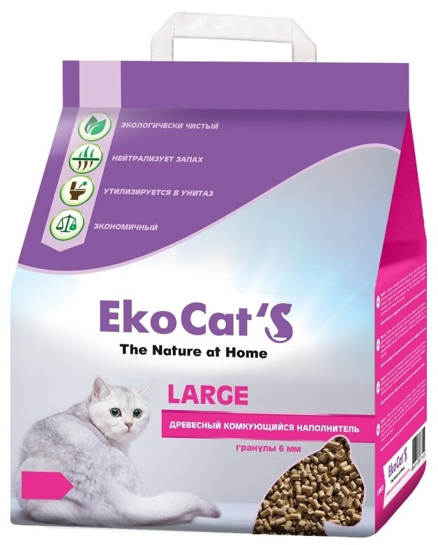 Наполнитель Eko Cats Large древесный комкующийся 5кг