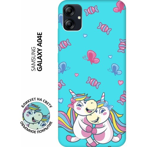 Матовый чехол Unicorns and Candies для Samsung Galaxy A04e / Самсунг А04е с 3D эффектом мятный матовый чехол unicorns and candies для samsung galaxy a34 5g самсунг а34 с 3d эффектом мятный