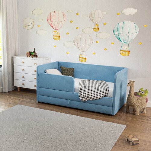 Детская кровать-диван, цвет голубой