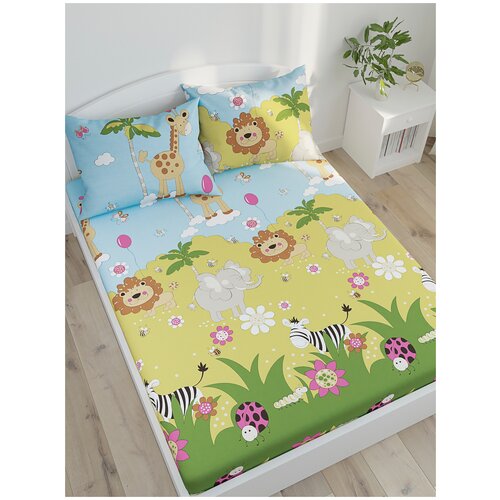 фото Простынь на резинке сказка "африка" 90х200 см