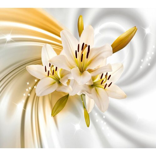 Фотообои DeliceDecor И 950 Цветы со шлейфом на белом фоне 300х270см