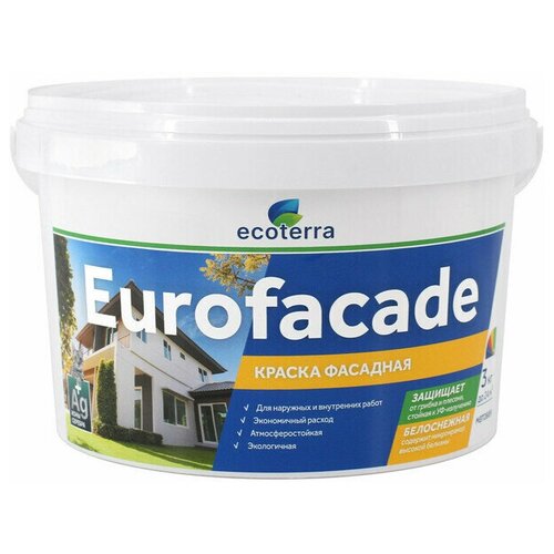 Краска латексная фасадная ECOTERRA Eurofacade 3кг белая арт ЭК000135300 1584₽