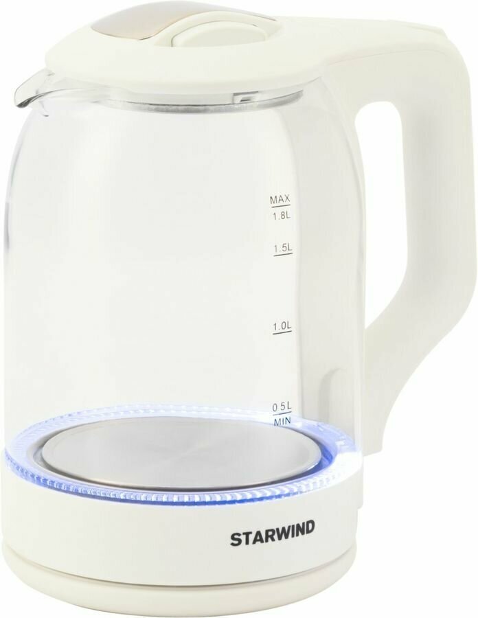 Чайник электрический StarWind SKG1056, 2000Вт, белый и прозрачный