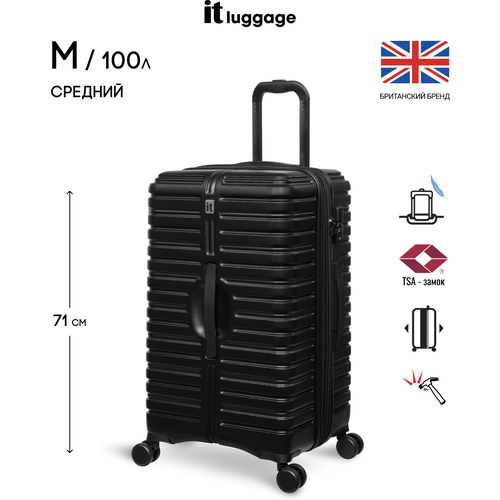фото Чемодан it luggage, пластик, опорные ножки на боковой стенке, износостойкий, увеличение объема, 100 л, размер m+, хаки