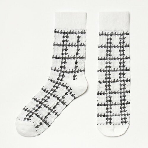 Носки Minaku, размер 36/41, белый, черный носки minaku размер 36 41 белый синий