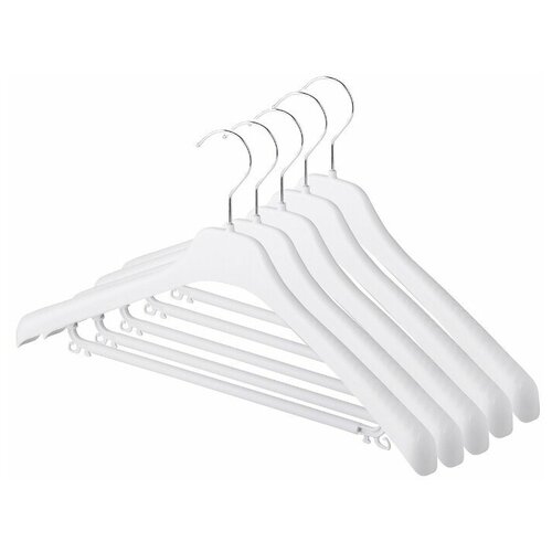 Вешалка-плечики для одежды PlastOn универсальная, пластиковая 46 см с металлическим крючком, белая, набор 5 шт.