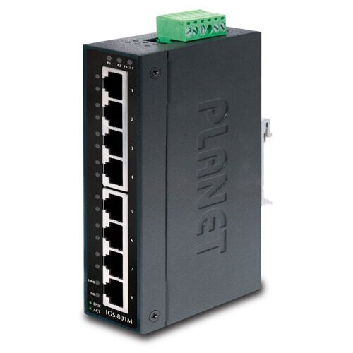 Коммутатор/ PLANET IP30 Slim type 8-Port Industrial Manageable Gigabit Ethernet Switch (-40 to 75 degree C) IGS-801M