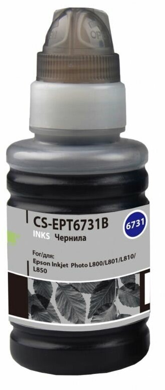 Чернила Cactus CS-EPT6731B T6731 черный 100мл для Epson L800/L810/L850/L1800