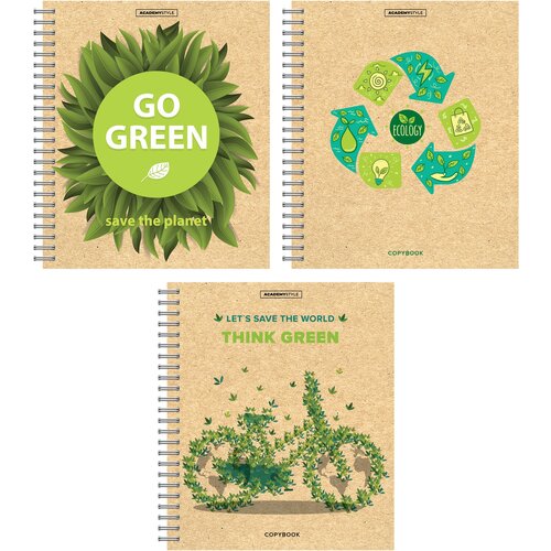 Тетрадь 80л, А5, в клетку, на спирали, обложка картон, Сохрани планету,13110/3, Green Island,3 шт