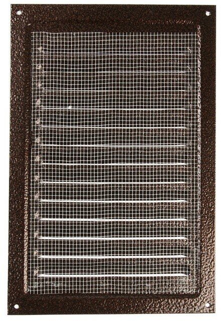 Решетка вентиляционная Zein Люкс Рм2030м, 200х300 мм, с сеткой, металлическая, медный антик Zein 969 . - фотография № 3