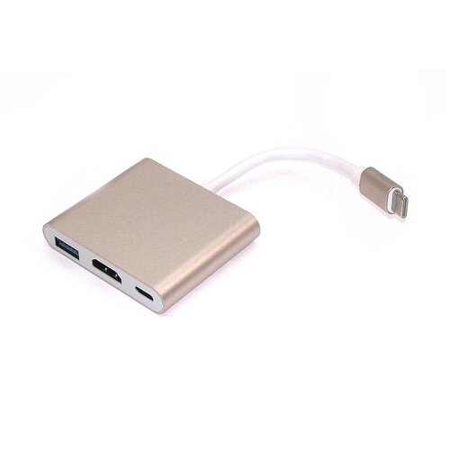 Адаптер Type-C на USB, HDMI 4K Type-С для MacBook золотой 