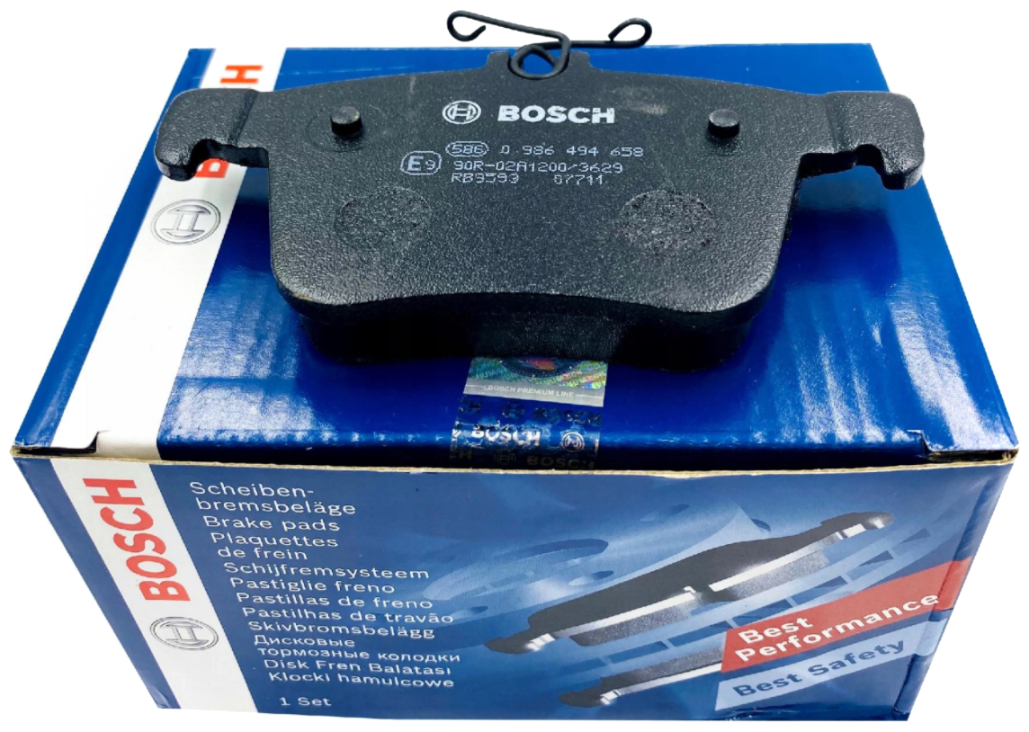 Дисковые тормозные колодки задние Bosch 0986494658 для SEAT, Audi, Skoda, Volkswagen (4 шт.) - фотография № 3