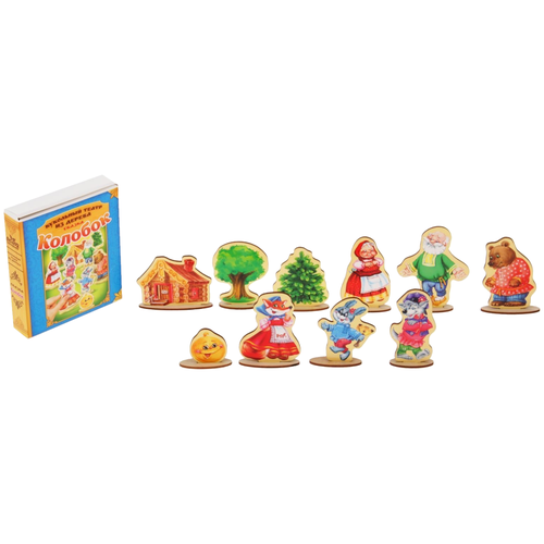 Кукольный театр на столе Лесная мастерская Колобок для детей и малышей, деревянные фигурки