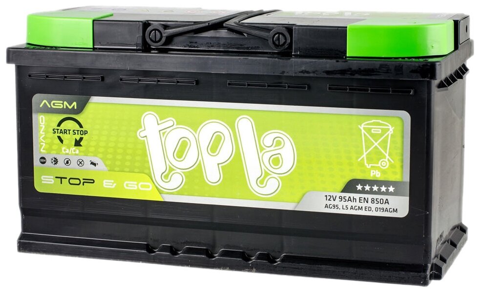 Аккумулятор Topla Agm Stop&Go L5 95 А/Ч R+ (0) 353x175x190 En850 А Topla арт. 114090