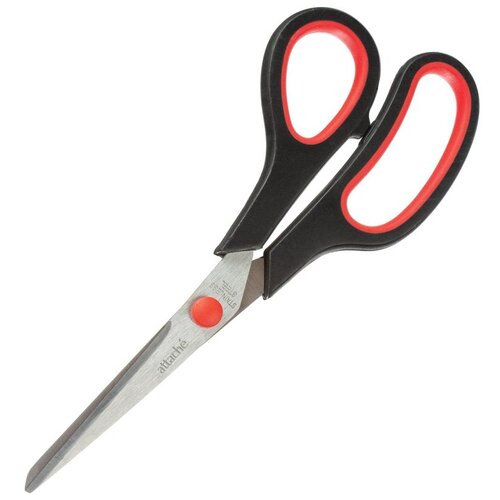 Купить Ножницы Attache Economy 190 мм с пластиковыми прорезиненными анатомическими ручками красного/черного цвета, 1241651, черный