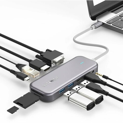 Хаб BlitzWolf BW-TH8 11 в 1 USB-C Data Hub Grey 650000₽