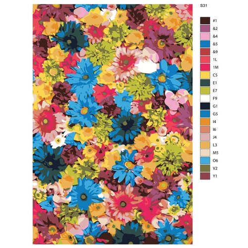 Картина по номерам S31 Разноцветные цветы 40x60 картина по номерам разноцветные бутылки 40x60 см