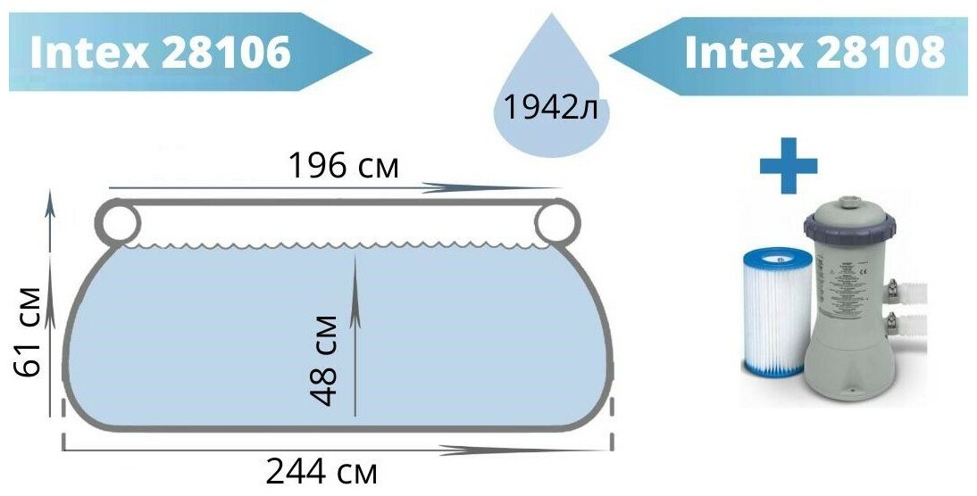 Бассейн надувной Intex Easy Set 28106NP 244x61 см - фото №19
