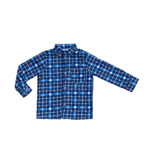 фото Рубашка , свободный силуэт, на пуговицах, длинный рукав, манжеты, карманы, в клетку, размер 52, синий ивноски