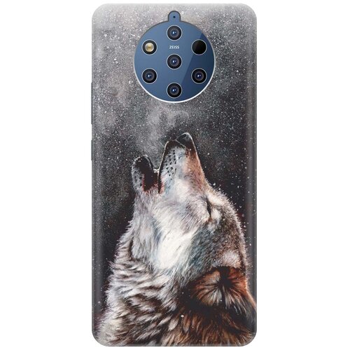 фото Cиликоновый чехол на nokia 9 pure view / нокиа 9 с принтом "морозный волк" gosso