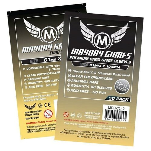 Протекторы Mayday Games Space Alert & Dungeon Petz Card Sleeves 61 x 103мм (50шт) протекторы mayday games race formula 90 sleeves 55 x 80мм 100шт