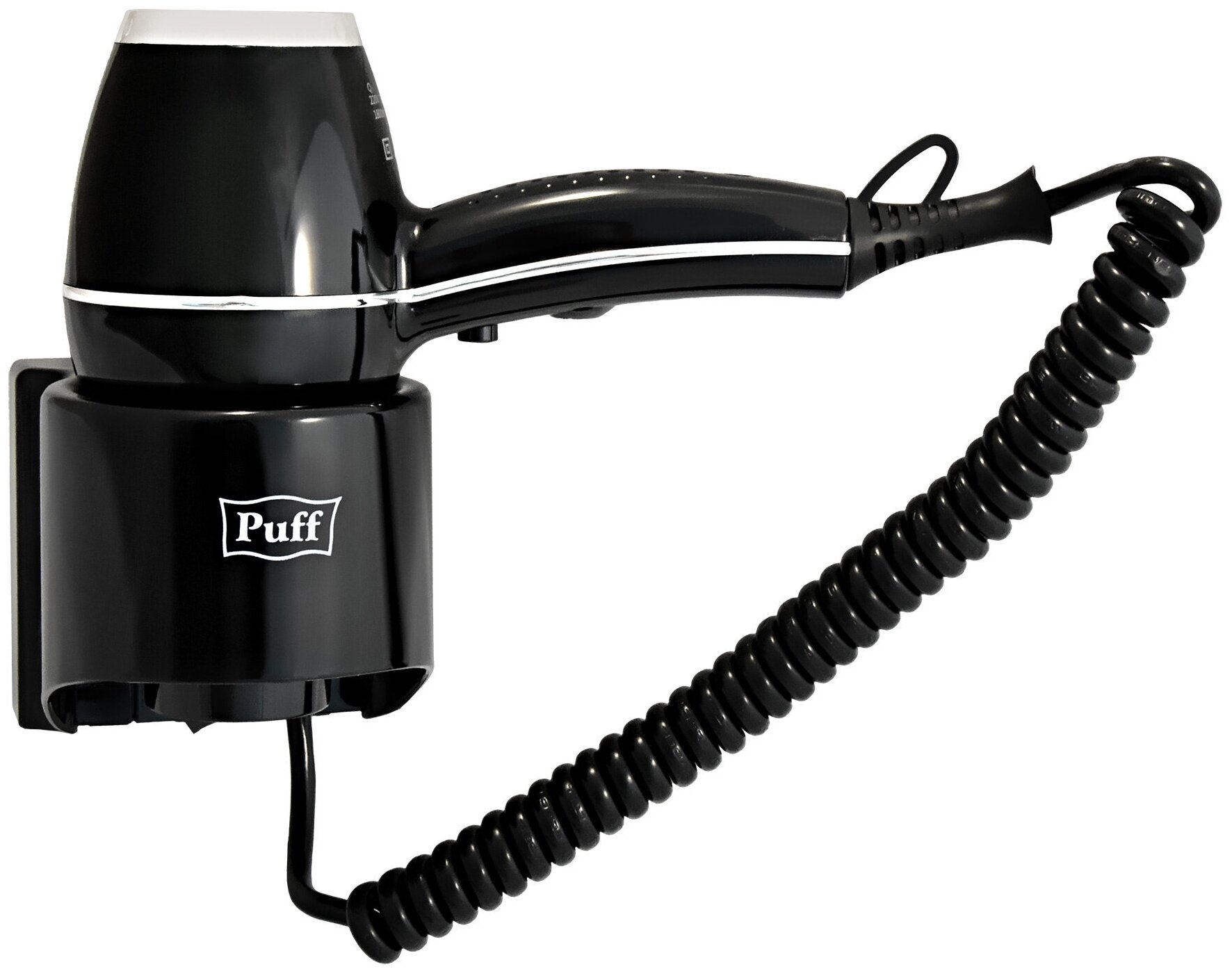 фото Фен Puff-1601Вl, настенный, 1600 Вт, 2 скорости, хол. воздух, чёрный