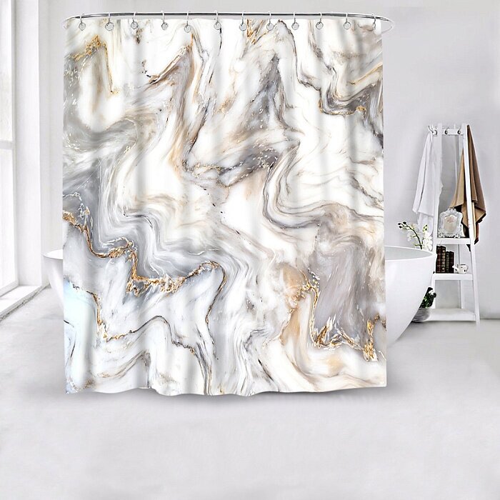 Штора для ванной комнаты Ridberg Marble 180 x 200 см (Gold)