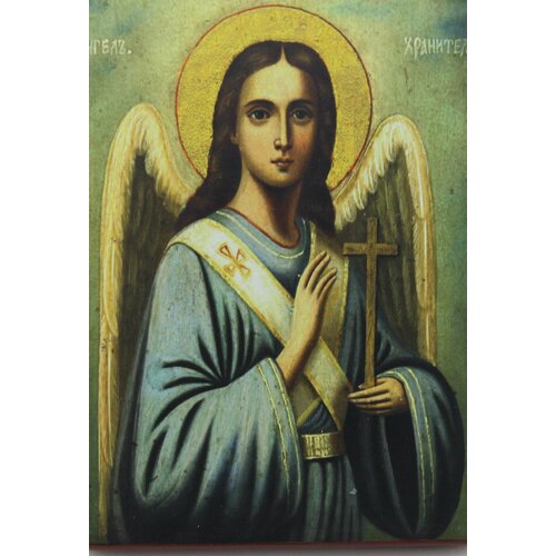 Православная Икона Святой Ангел Хранитель, деревянная иконная доска, левкас, ручная работа (Art.1143М)