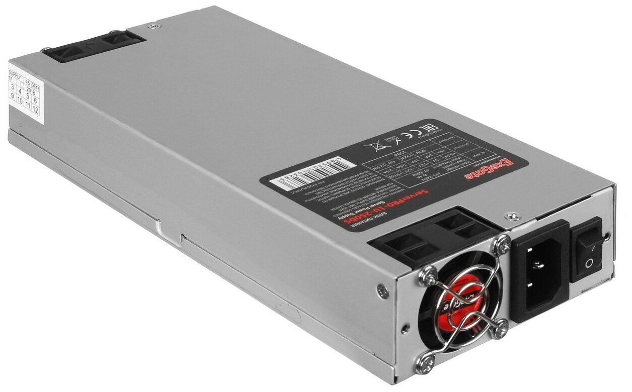 Серверный БП 600W ExeGate ServerPRO-1U-600ADS (1U, APFC, КПД 80% (80 PLUS), 2x4cm fans, 24pin, 2x(4+4)pin, 2xPCI-E, 4xSATA, 3xIDE) EX237312RUS