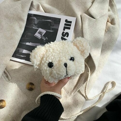 Сумка мессенджер фактура бархатистая белый 353₽