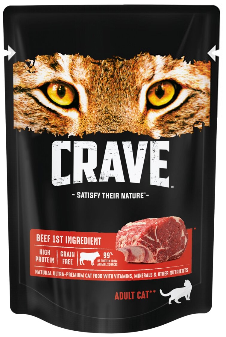 Crave пауч д/кошек Говядина 70г