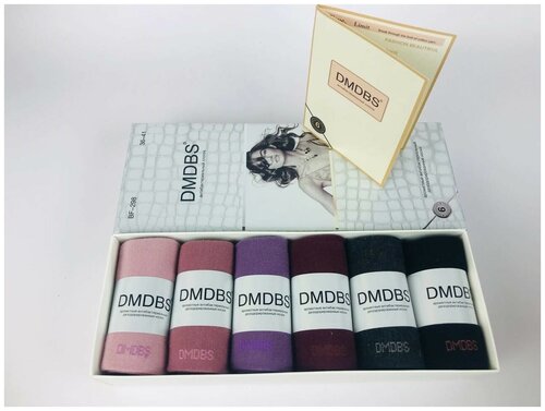 Носки DMDBS, 6 пар, размер 36-41, серый, черный, розовый, фиолетовый