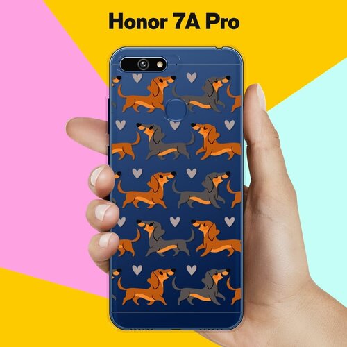 Силиконовый чехол на Honor 7A Pro Узор из такс / для Хонор 7А Про силиконовый чехол узор из такс на honor 7a pro