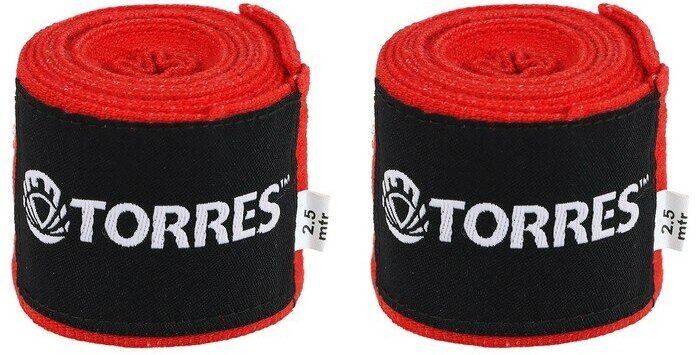 TORRES Бинт боксёрский эластичный TORRES PRL62018R, длина 2,5 м, ширина 5 см, цвет красный