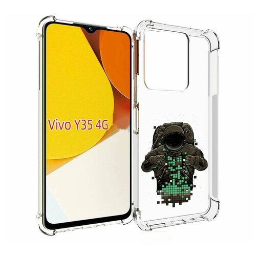 Чехол MyPads космонавт с пикселями для Vivo Y35 4G 2022 / Vivo Y22 задняя-панель-накладка-бампер