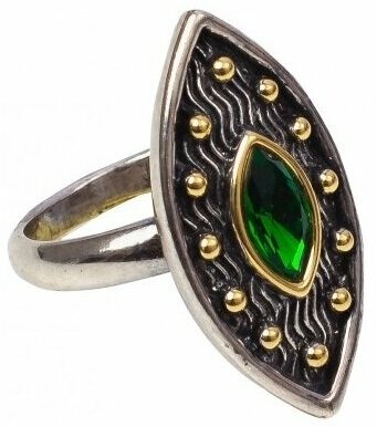 Кольцо WowMan Jewelry, кристалл, серебряный, зеленый