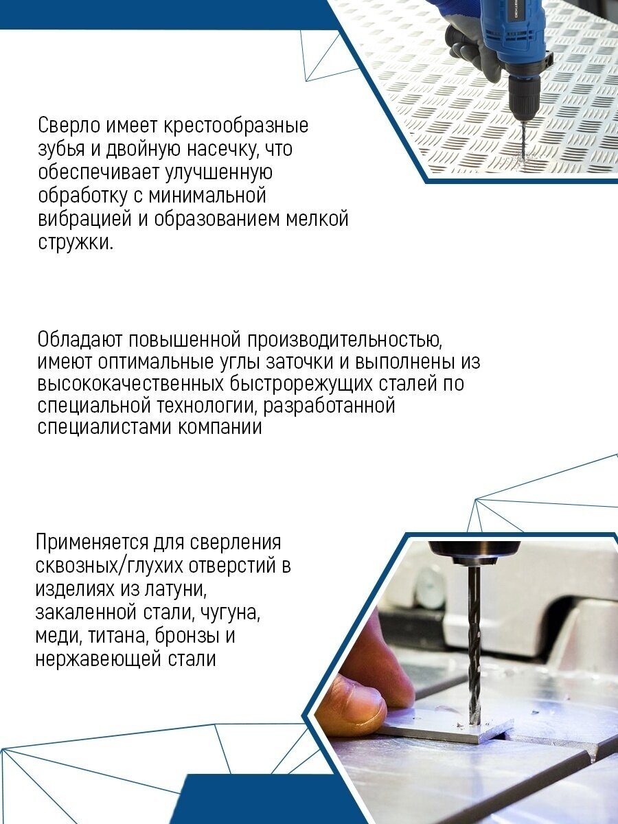 Сверло по металлу удлиненное с цилиндрическим хвостовиком VertexTools 3мм