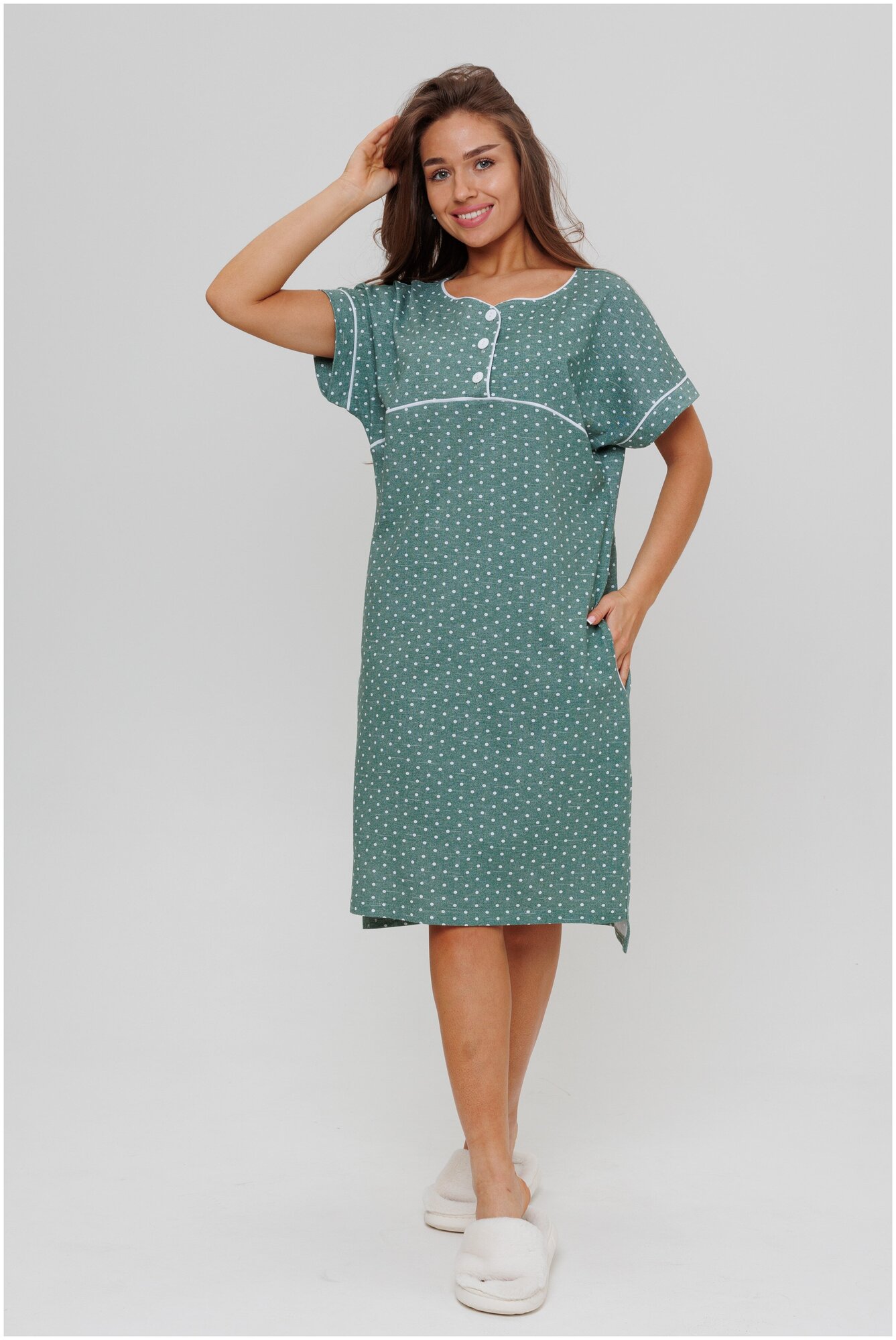 Платье-туника домашнее Modellini 1702/4 зеленый, 50 размер - фотография № 2