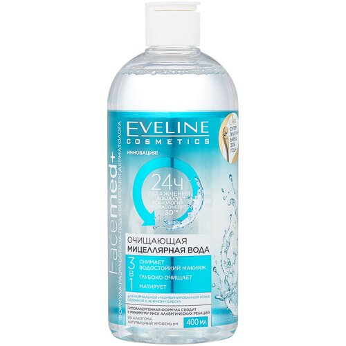 Eveline Cosmetics Facemed+ мицеллярная вода очищающая 3 в 1, 400 мл eveline мицеллярная вода eveline facemed 3 в 1 очищающая 400 мл