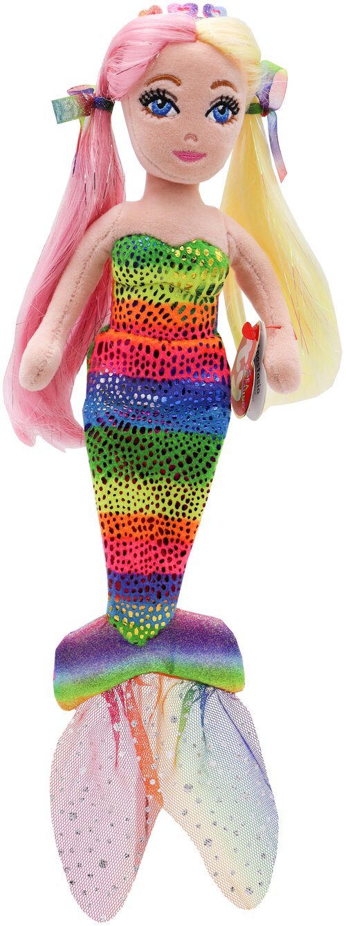 Мягкая игрушка TY русалка Рейнбоу, 20 см, радужный