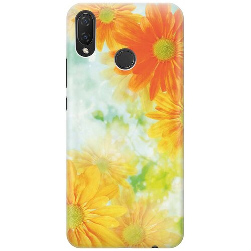 фото Cиликоновый чехол на huawei nova 3i / p smart plus / хуавей нова 3 ай / п смарт плюс с принтом "оранжевые цветы" gosso