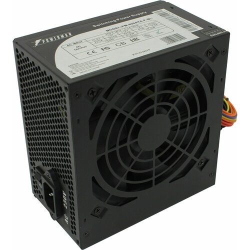 Блок питания Powerman PM-600ATX-F-BL 600 Вт (черный, 600W, ATX Ver2.2, 24+4+4 pin, 2x6/8 pin, fan 120mm)