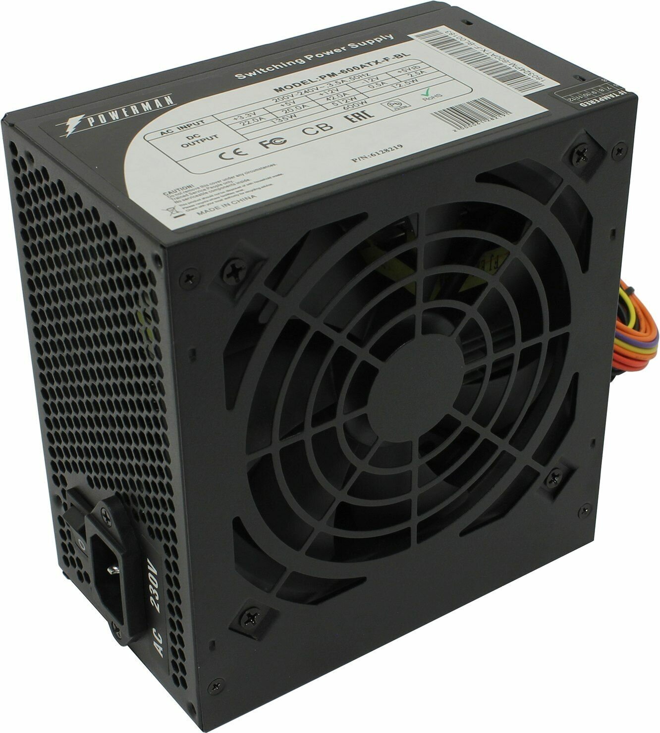 Блок питания Powerman PM-600ATX-F-BL 600 Вт (черный 600W ATX Ver2.2 24+4+4 pin 2x6/8 pin fan 120mm)