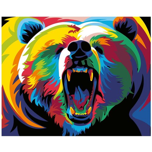 Радужный медведь Раскраска картина по номерам на холсте PA04 40х50
