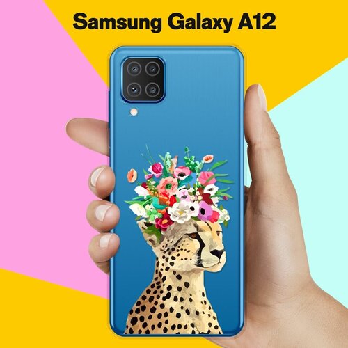 Силиконовый чехол Леопард на Samsung Galaxy A12 матовый силиконовый чехол зайчик в цветах на samsung galaxy a12 самсунг галакси а12