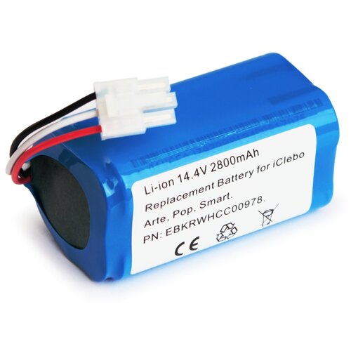 фото Аккумулятор для робота-пылесоса iclebo arte, pop, smart. 14.4v 3400mah (li-ion) pn: ebkrwhcc00978. iqzip