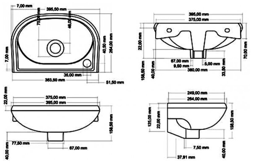 Раковина для ванной Santek бриз 40*27см (WH110445) (П)