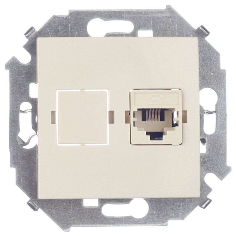 Розетка телефонная 1591480-031 скрытая установка слоновая кость один модуль RJ11 cat 5е