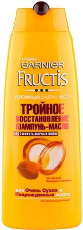 Fructis Шампунь-масло Тройное Восстановление для очень сухих и поврежденных волос, с маслами Ши, Макадамии, Жожоба и Миндаля, 400 мл - фотография № 7