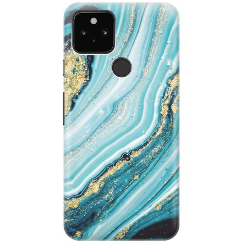 фото Cиликоновый чехол на google pixel 5 / гугл пиксель 5 с принтом "green marble" gosso